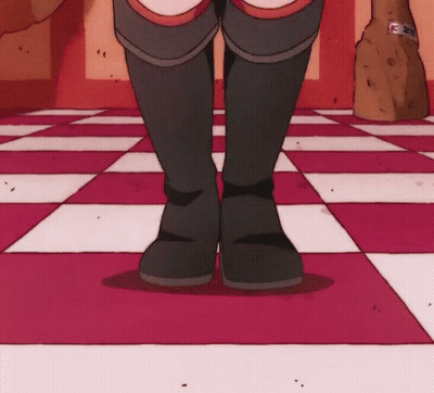 Cartoon Character Standing On Checkerboard Floor GIF