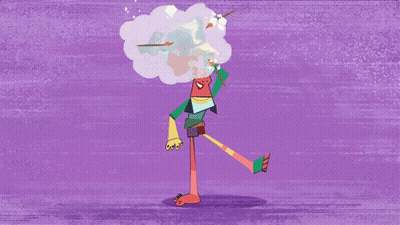 Cartoon Character Standing On Cloud GIF