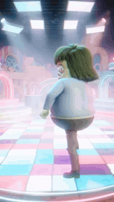 Cartoon Character Standing On Dance Floor GIF