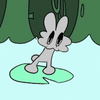Cartoon Character Standing On Lily Pad GIF