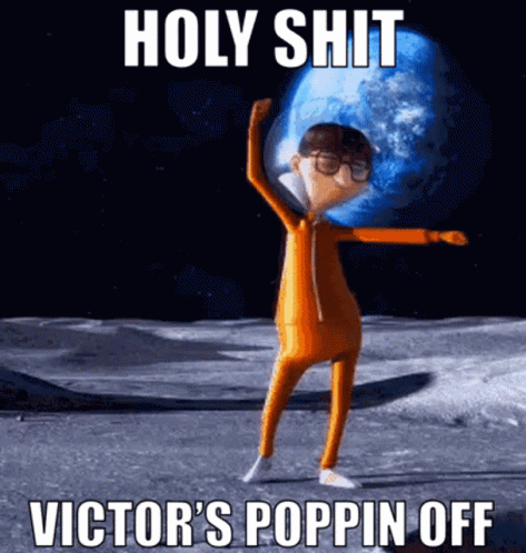 Cartoon Character Standing On Moon Saying Holy Shit GIF