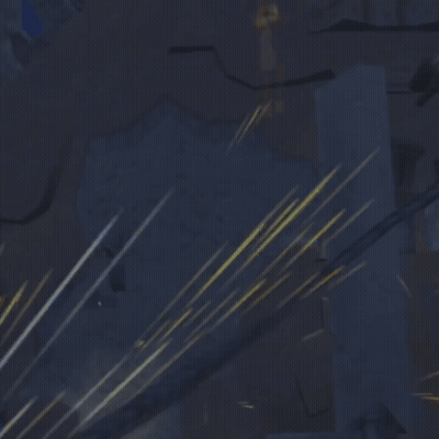 Cartoon Character Standing On Railing In Dark Cave GIF