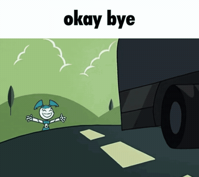 Cartoon Character Standing On Road Saying Okay Bye GIF