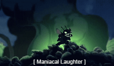 Cartoon Character Standing On Rocks With Maniacal Laughter GIF