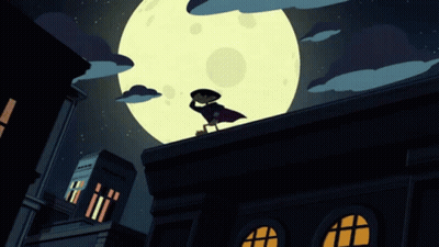 Cartoon Character Standing On Roof GIF