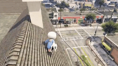 Cartoon Character Standing On Roof GIF