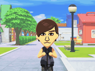 Cartoon Character Standing On Street In Town GIF