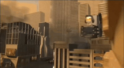Cartoon Character Standing On Tall Building GIF