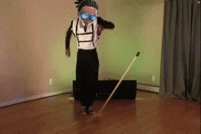 Cartoon Character Standing With Mop GIF