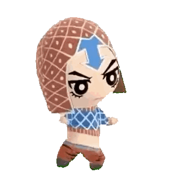 Cartoon Character Stuffed Toy With Blue Arrow Sticker