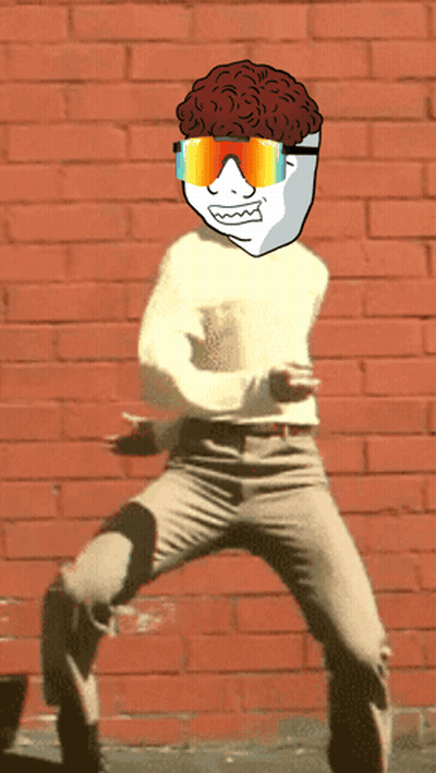 Cartoon Character Sunglasses White Shirt Red Brick Wall GIF