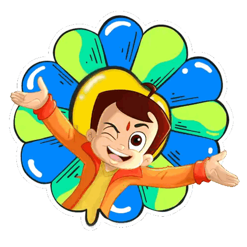 Cartoon Character Surrounded By Flowers Sticker