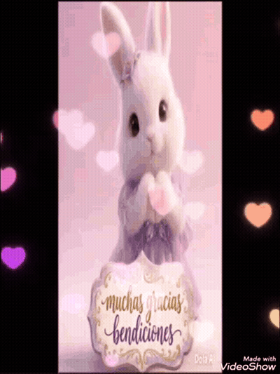 Cartoon Character Surrounded By Hearts And Thank You Note GIF