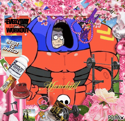 Cartoon Character Surrounded By Pink Flowers Saying Ready To Shred GIF