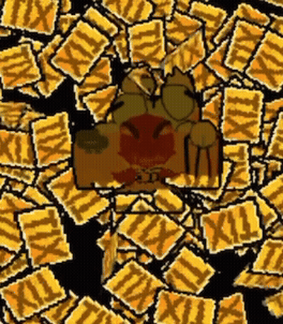 Cartoon Character Surrounded By Yellow XII Squares GIF