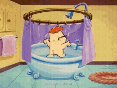Cartoon Character Taking Bath GIF