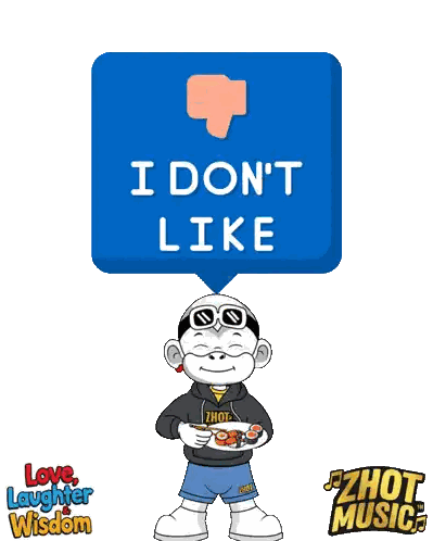 Cartoon Character Thumbs Down I Don't Like Sticker