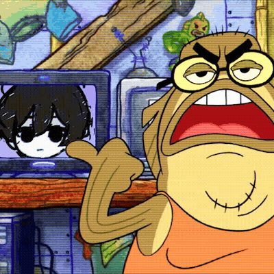 Cartoon Character Thumbs Up In Front Of TV GIF