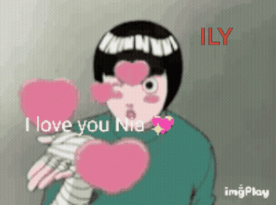 Cartoon Character Two Pink Hearts I Love You Nia GIF