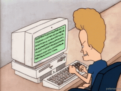 Cartoon Character Typing On Keyboard Document GIF