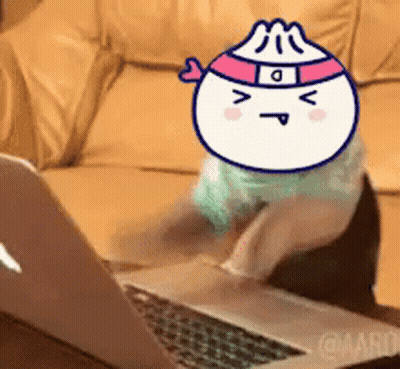 Cartoon Character Typing On Laptop GIF