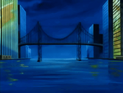 Cartoon Character Walking On Icicle Bridge GIF