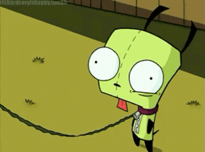Cartoon Character Walking On Leash Tongue Out GIF