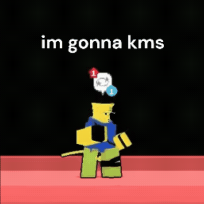Cartoon Character Walking With Gonna KMS GIF