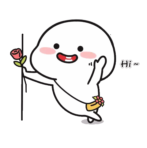 Cartoon Character Waving With Red Rose Sticker