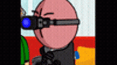 Cartoon Character Wearing Binoculars Looking GIF