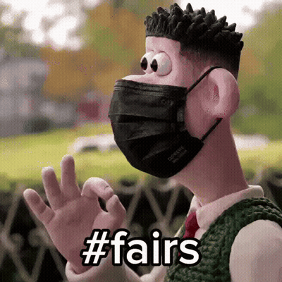 Cartoon Character Wearing Black Face Mask With #Fairs GIF