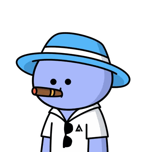 Cartoon Character Wearing Blue Hat And Cigar Sticker