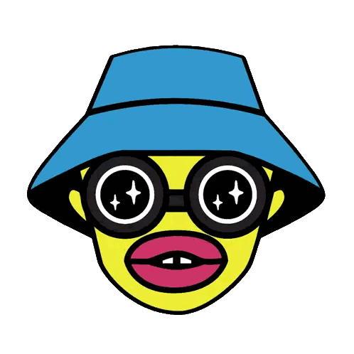 Cartoon Character Wearing Blue Hat And Sunglasses Sticker