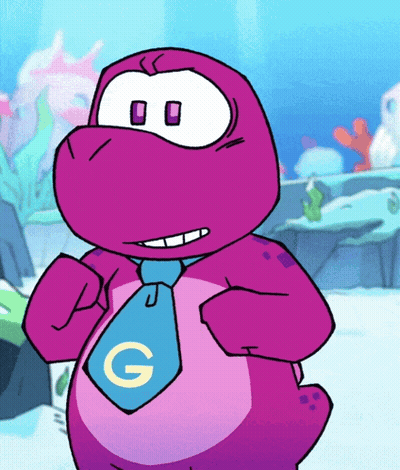 Cartoon Character Wearing Blue Tie With G GIF