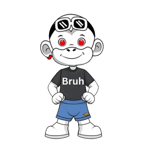 Cartoon Character Wearing Bruh Shirt Sticker