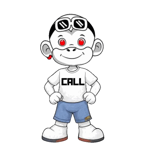 Cartoon Character Wearing Call Shirt Sticker
