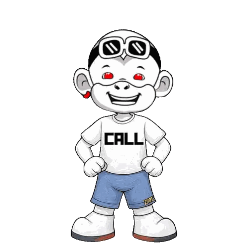 Cartoon Character Wearing Call Shirt Sticker
