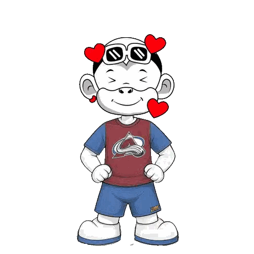 Cartoon Character Wearing Colorado Avalanche Shirt Sticker