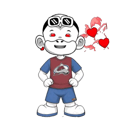 Cartoon Character Wearing Colorado Avalanche Shirt Sticker