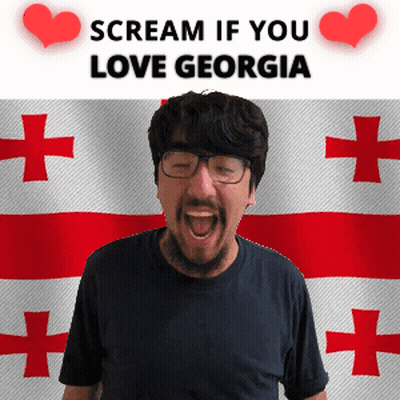 Cartoon Character Wearing Crown Holding Red Georgia Banner GIF