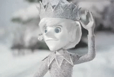 Cartoon Character Wearing Crown Waving In Snow GIF