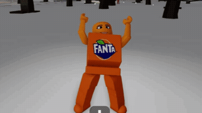 Cartoon Character Wearing Fanta Box GIF