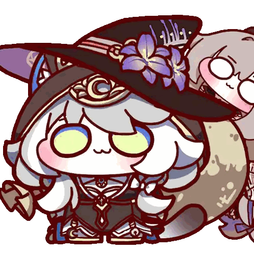 Cartoon Character Wearing Flower Hat Sticker