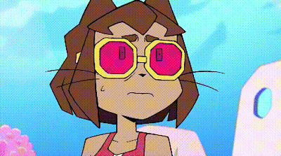 Cartoon Character Wearing Glasses And Pink Shirt Making Funny Face GIF