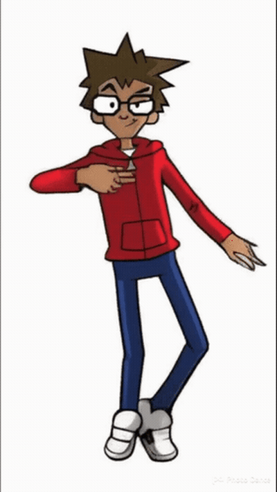 Cartoon Character Wearing Glasses And Red Hoodie GIF