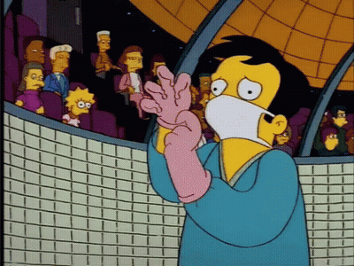 Cartoon Character Wearing Gloves And Mask GIF