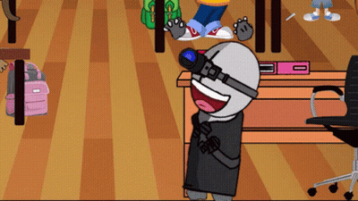 Cartoon Character Wearing Goggles Holding Binoculars GIF