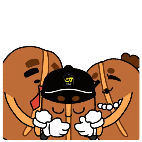Cartoon Character Wearing Gold Baseball Cap Sticker