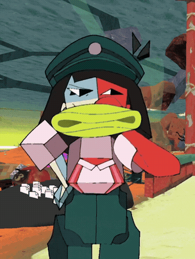 Cartoon Character Wearing Green Hat Holding Yellow Object GIF