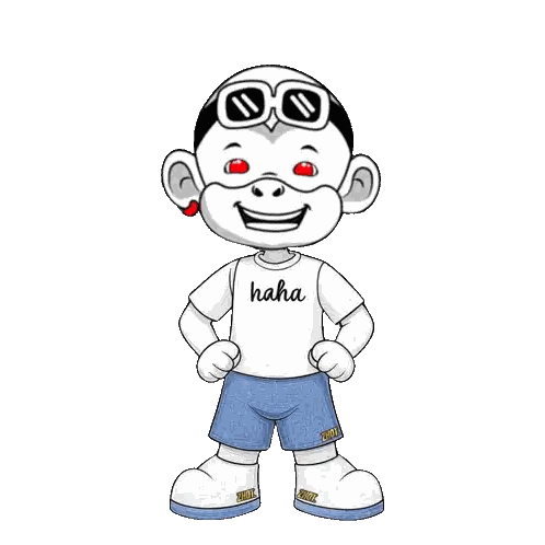 Cartoon Character Wearing Haha Shirt Sticker